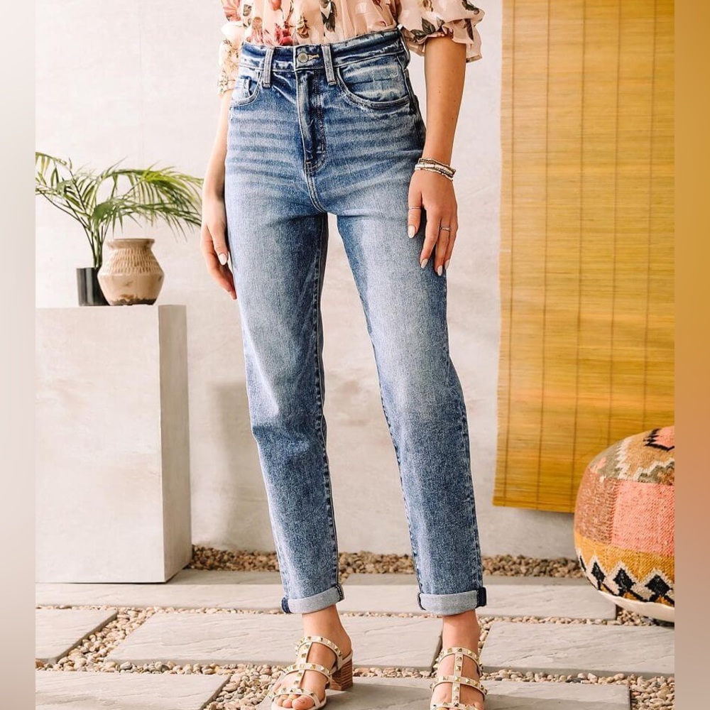 KANCAN Baggy Fit Stretch High Waisted Mom Jeans Denim Women’s Size 28